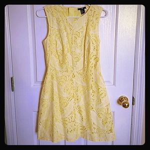 NWOT H&M A-line fitted yellow lace dress